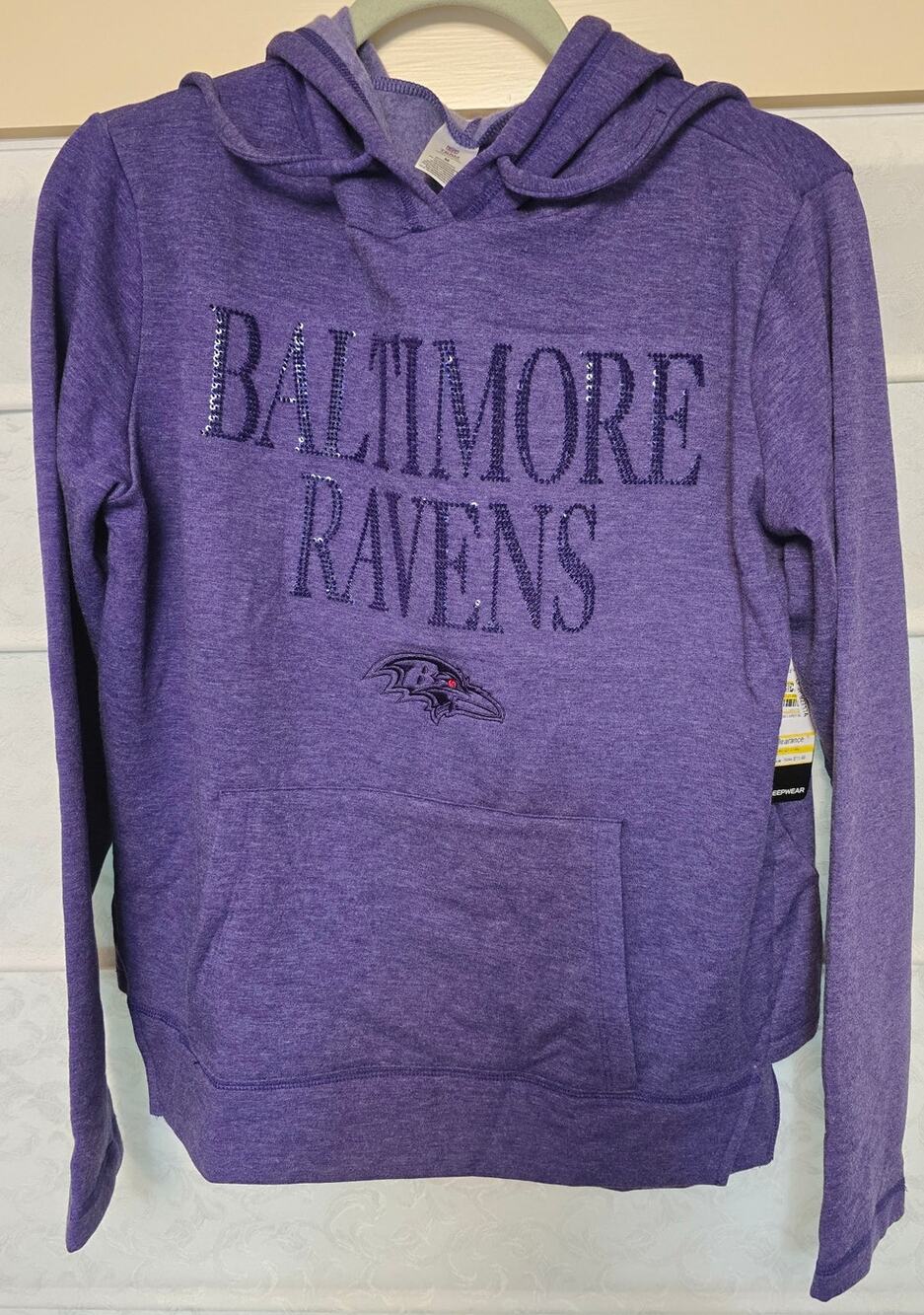 Baltimore Ravens Women's M NFL Team Apparel Purple Sequin Sleepwear Hoodie NWT